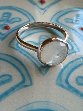 Monica Vinader Mini Luna Ring 18k Rose Gold Vermeil Moonstone Size 6.5